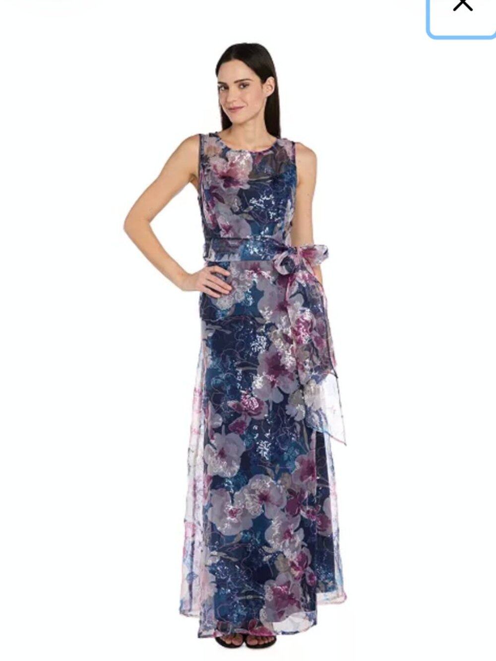 R & M Richards - Women's Sequin-Printed Organza Dress